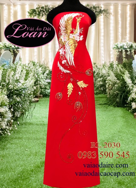 Vải áo dài cưới kết Phượng Hoàng-VCD21