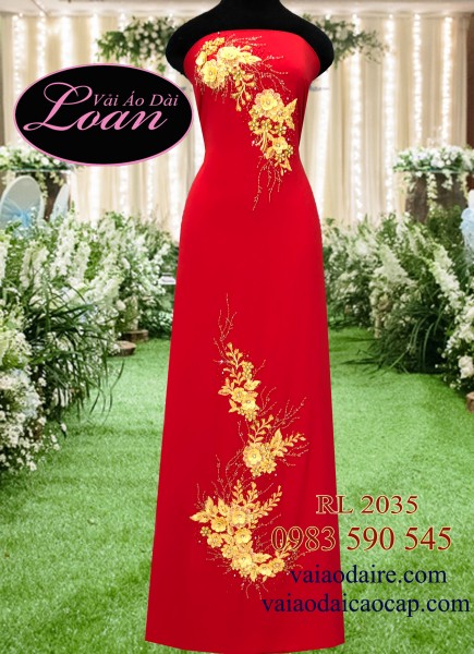 Vải áo dài cưới kết hoa-VCD29