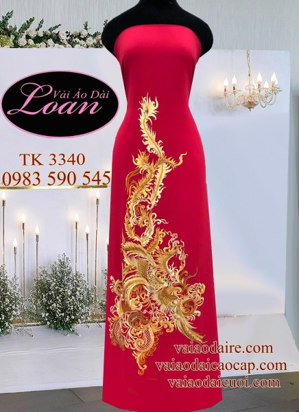 Vải áo dài thêu kết Phượng Hoàng-VCD48